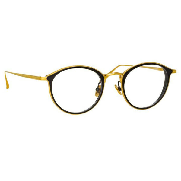 Oprawy okularowe Luis czarne złote półokrągłe metal model