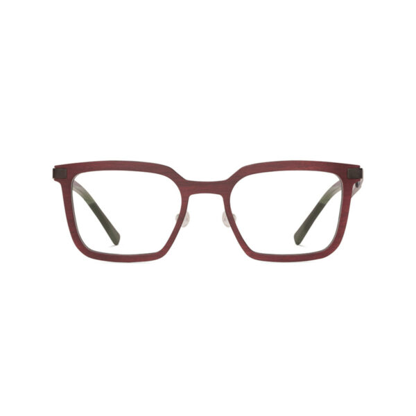 Oprawy okularowe model Baldrian czerwone prostokątne karbon drewno