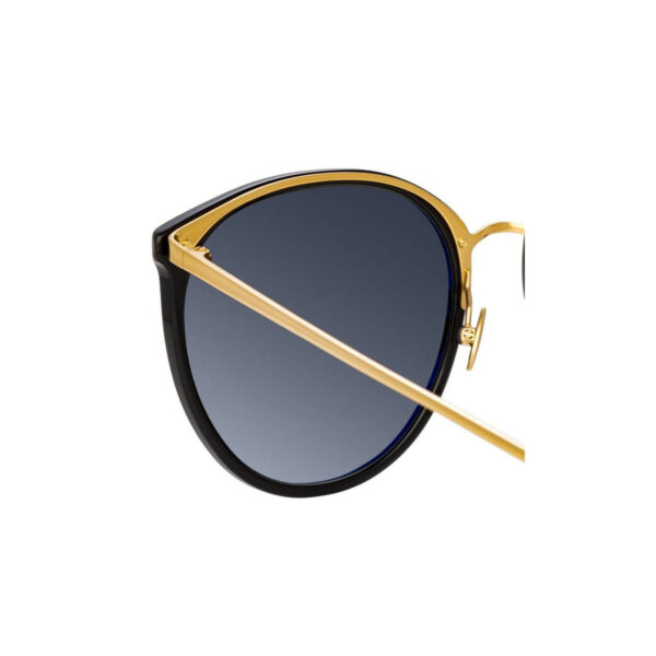 Oprawy okularowe Linda Farrow Kings model czarne złote półokrągły