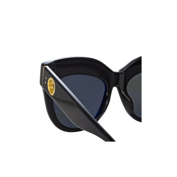 Oprawy okularowe Linda Farrow Dunaway model czarne złote półokrągły