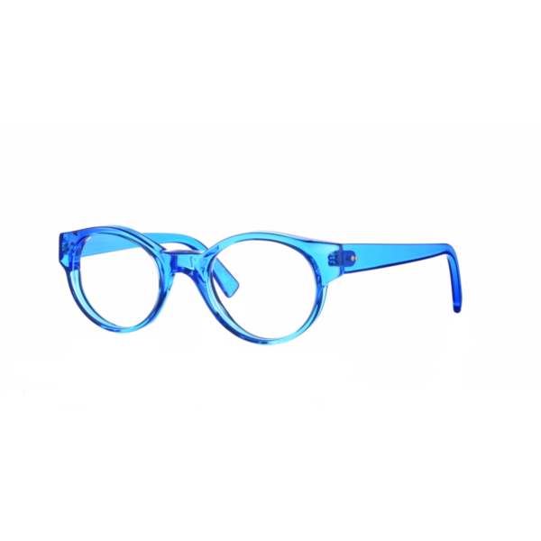 Oprawy okularowe model GENE bok niebieskie transparentne akryl