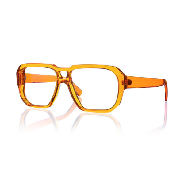 Oprawy okularowe model GUY bok pomarańczowe transparentne akryl