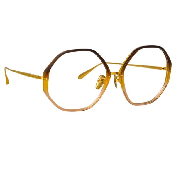 Oprawy okularowe Linda Farrow model Alona brown gradal yellow gold bok